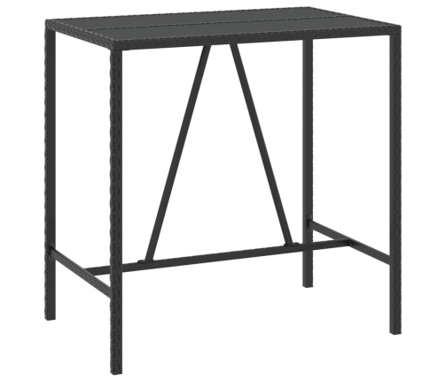 vidaXL Mesa alta bar ratán PE y superficie vidrio negro 110x70x110 cm