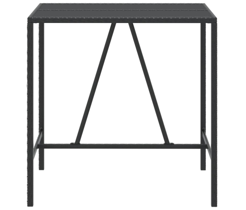 Mesa alta bar ratán PE y superficie vidrio negro 110x70x110 cm