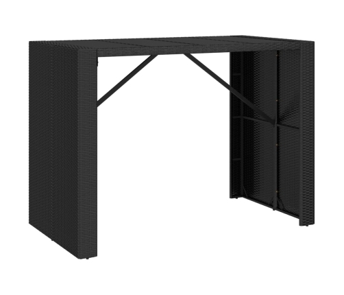 Mesa alta bar ratán PE y superficie vidrio negro 145x80x110 cm