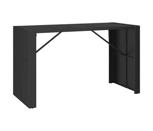 Mesa alta bar ratán PE y superficie vidrio negro 185x80x110 cm