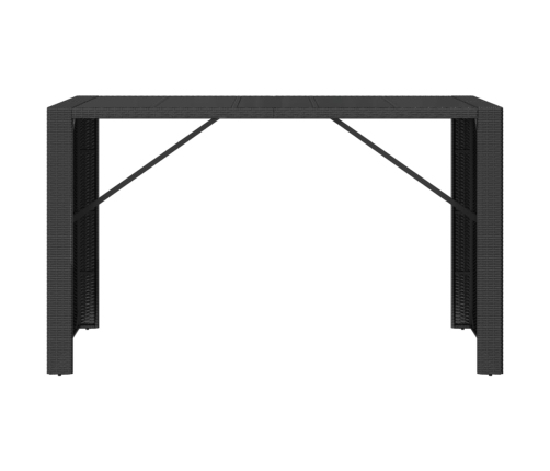 Mesa alta bar ratán PE y superficie vidrio negro 185x80x110 cm