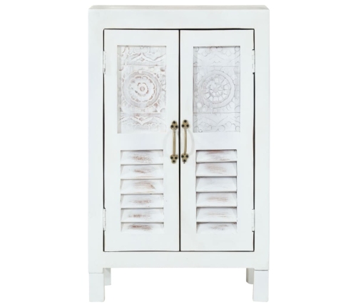 Aparador madera maciza de acacia blanco 55x30x90 cm