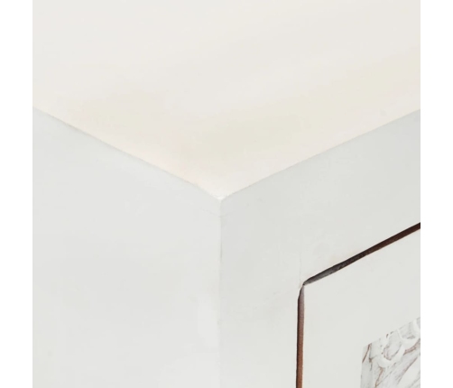 Aparador madera maciza de acacia blanco 55x30x90 cm