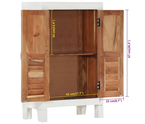 Aparador madera maciza de acacia blanco 55x30x90 cm