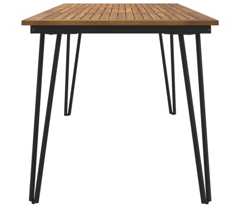 Mesa de jardín con patas en U madera maciza acacia 148x80x75 cm