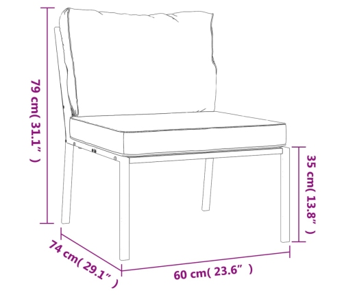 Sillas de jardín 2 uds acero con cojines gris 60x74x79 cm