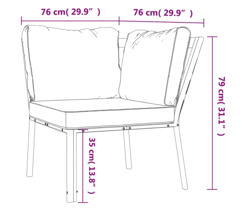 Silla de jardín acero con cojines gris 76x76x79 cm