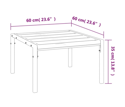 Mesa de centro de jardín acero negro 60x60x35 cm