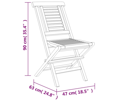 Sillas de jardín plegables 2 uds madera maciza teca 47x63x90cm