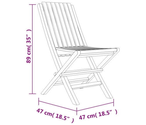 Sillas de jardín plegables 2 uds madera maciza teca 47x47x89cm