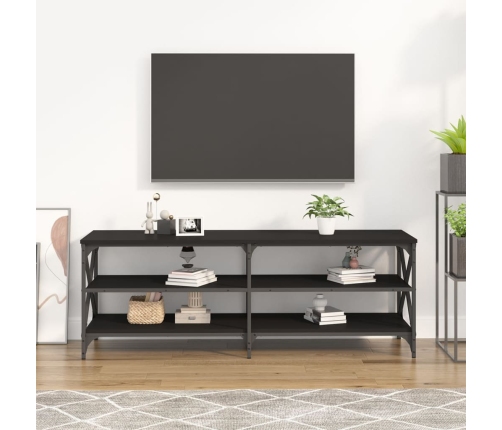 Mueble de TV madera contrachapada negro 140x40x50 cm