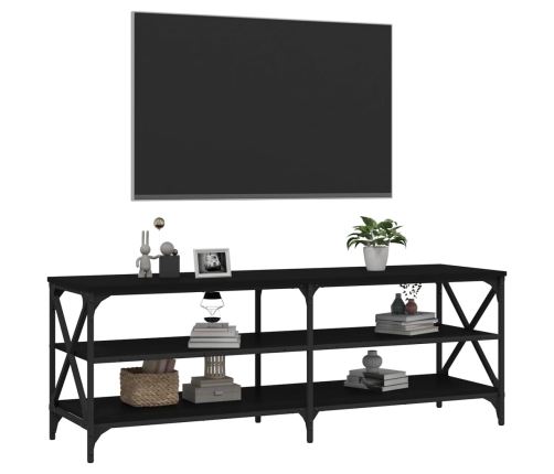 Mueble de TV madera contrachapada negro 140x40x50 cm