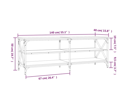 Mueble de TV madera contrachapada negro 140x40x50 cm