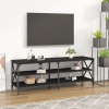 Mueble de TV madera contrachapada negro 140x40x50 cm