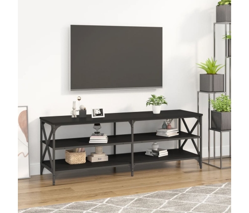 Mueble de TV madera contrachapada negro 140x40x50 cm