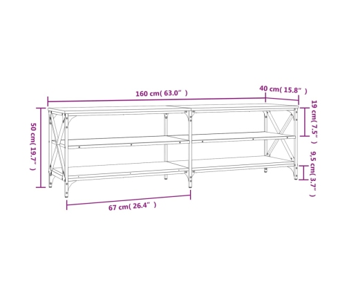 vidaXL Mueble de TV madera contrachapada negro 160x40x50 cm