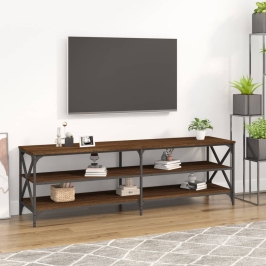 Mueble de TV madera contrachapada marrón roble 160x40x50 cm