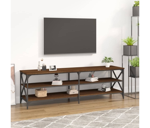 Mueble de TV madera contrachapada marrón roble 160x40x50 cm