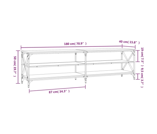 vidaXL Mueble para TV madera contrachapada roble Sonoma 180x40x50 cm