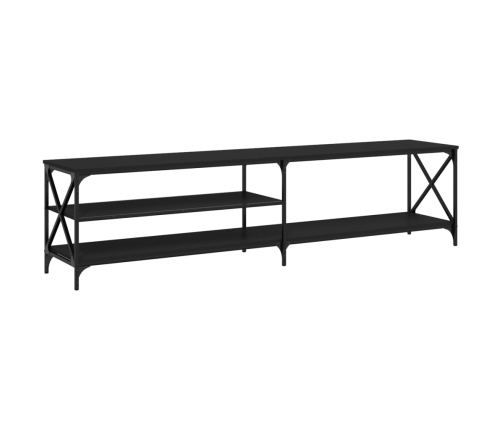 Mueble para TV metal y madera contrachapada negro 200x40x50 cm