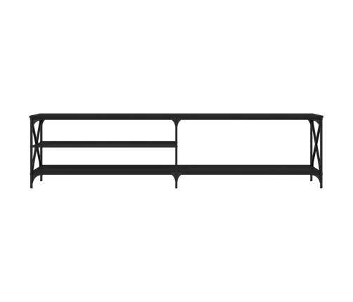 Mueble para TV metal y madera contrachapada negro 200x40x50 cm