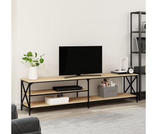 vidaXL Mueble TV metal y madera contrachapada roble Sonoma 200x40x50cm