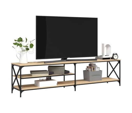 Mueble TV metal y madera contrachapada roble Sonoma 200x40x50cm