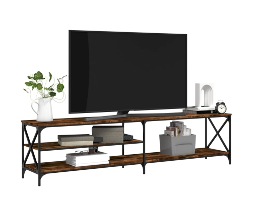 vidaXL Mueble TV metal madera contrachapada roble ahumado 200x40x50 cm