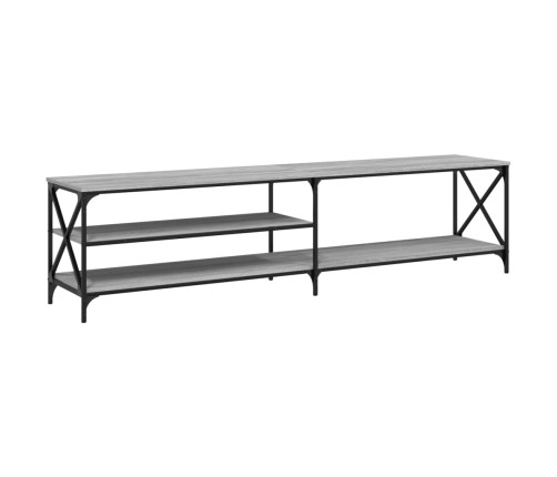 Mueble TV metal y madera contrachapada gris Sonoma 200x40x50 cm