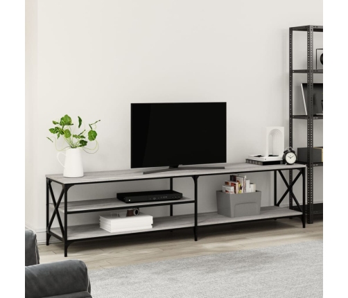 Mueble TV metal y madera contrachapada gris Sonoma 200x40x50 cm