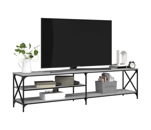 vidaXL Mueble TV metal y madera contrachapada gris Sonoma 200x40x50 cm