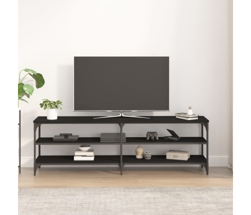 vidaXL Mueble de TV madera contrachapada negro 160x30x50 cm