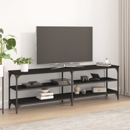 Mueble de TV madera contrachapada negro 160x30x50 cm