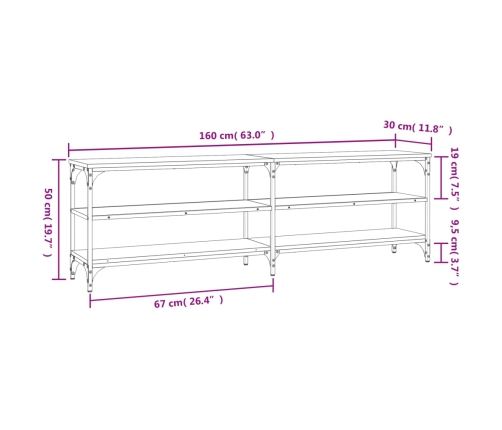 Mueble de TV madera contrachapada roble Sonoma 160x30x50 cm