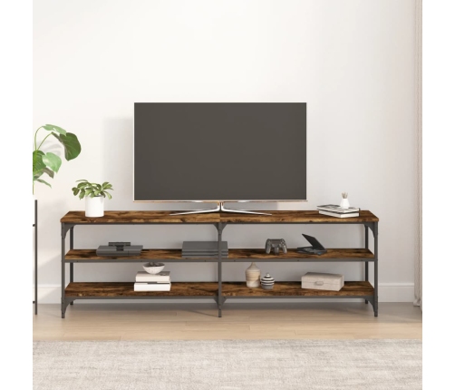 Mueble de TV madera contrachapada roble ahumado 160x30x50 cm