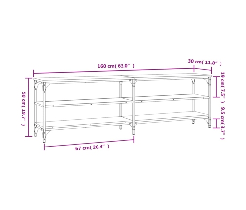 Mueble de TV madera contrachapada gris Sonoma 160x30x50 cm