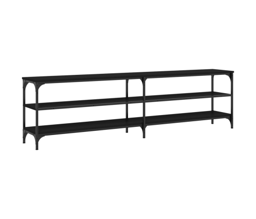 Mueble de TV metal y madera contrachapada negro 180x30x50 cm