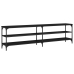 Mueble de TV metal y madera contrachapada negro 180x30x50 cm