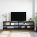 Mueble de TV metal y madera contrachapada negro 180x30x50 cm