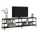 Mueble de TV metal y madera contrachapada negro 180x30x50 cm