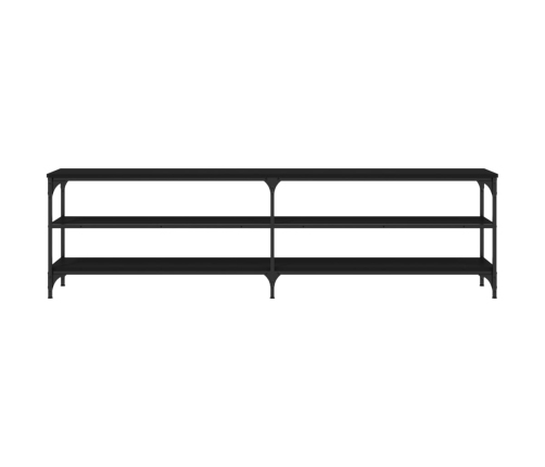 Mueble de TV metal y madera contrachapada negro 180x30x50 cm