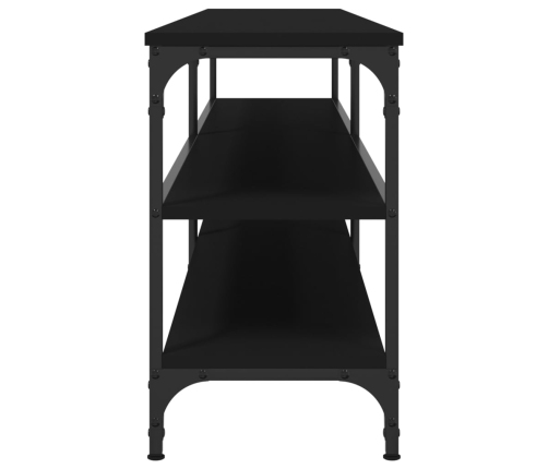 Mueble de TV metal y madera contrachapada negro 180x30x50 cm