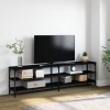 vidaXL Mueble de TV metal y madera contrachapada negro 180x30x50 cm