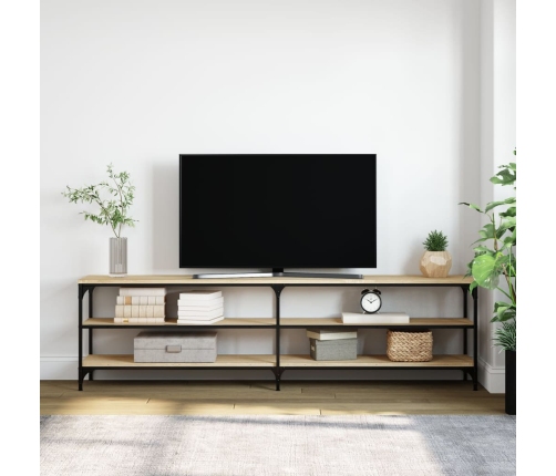 Mueble TV metal y madera contrachapada roble Sonoma 180x30x50cm