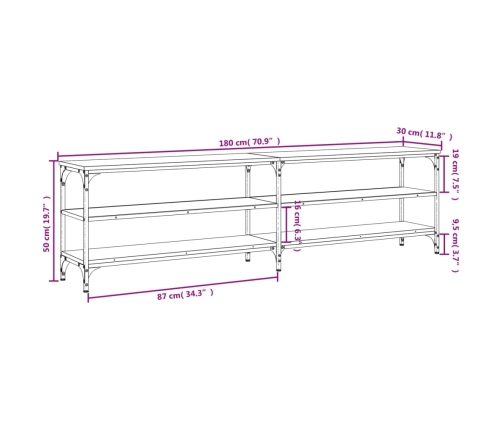 Mueble TV metal y madera contrachapada roble Sonoma 180x30x50cm