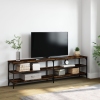 vidaXL Mueble TV metal y madera contrachapada roble humo 180x30x50cm