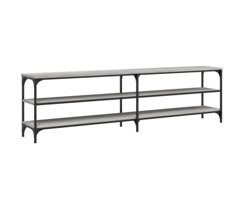 vidaXL Mueble TV metal y madera contrachapada gris Sonoma 180x30x50 cm