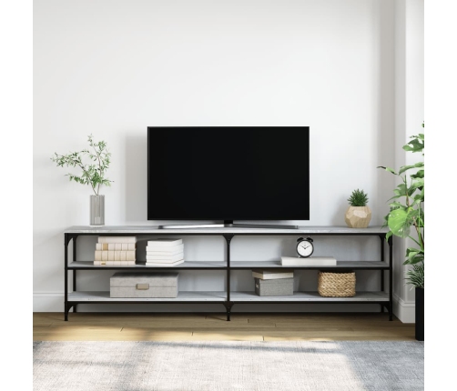 vidaXL Mueble TV metal y madera contrachapada gris Sonoma 180x30x50 cm