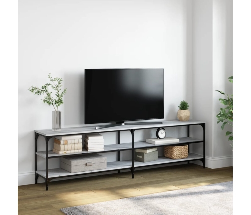 vidaXL Mueble TV metal y madera contrachapada gris Sonoma 180x30x50 cm