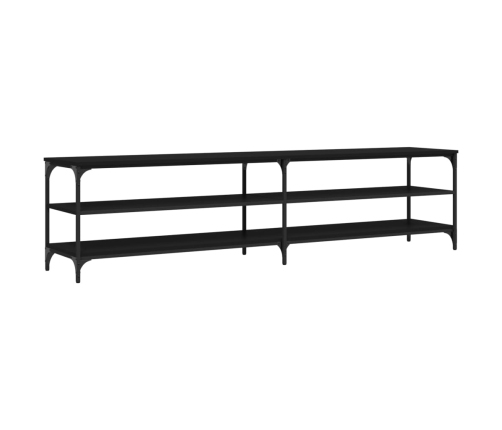 Mueble de TV metal y madera contrachapada negro 200x30x50 cm